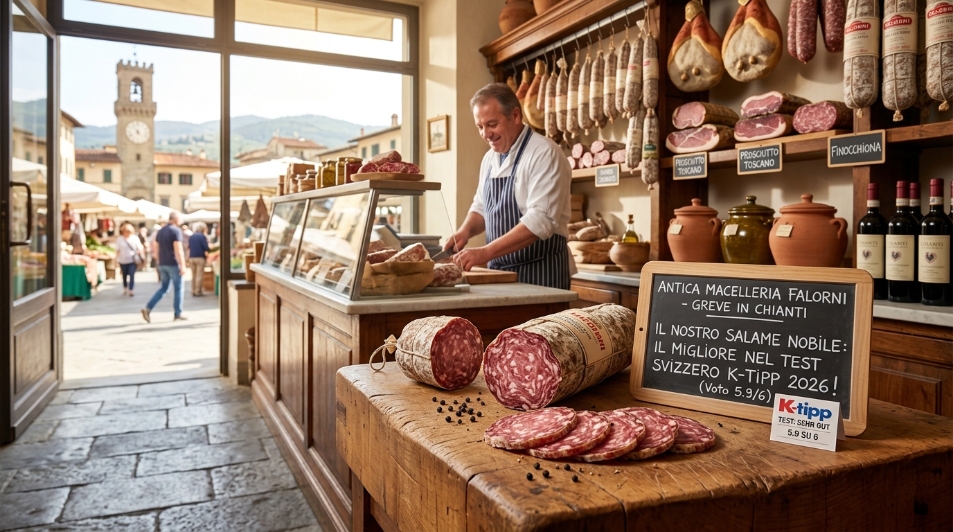 Il miglior salame d’Europa è toscano: il Salame Nobile dell’Antica Macelleria Falorni trionfa nel test svizzero K-Tipp